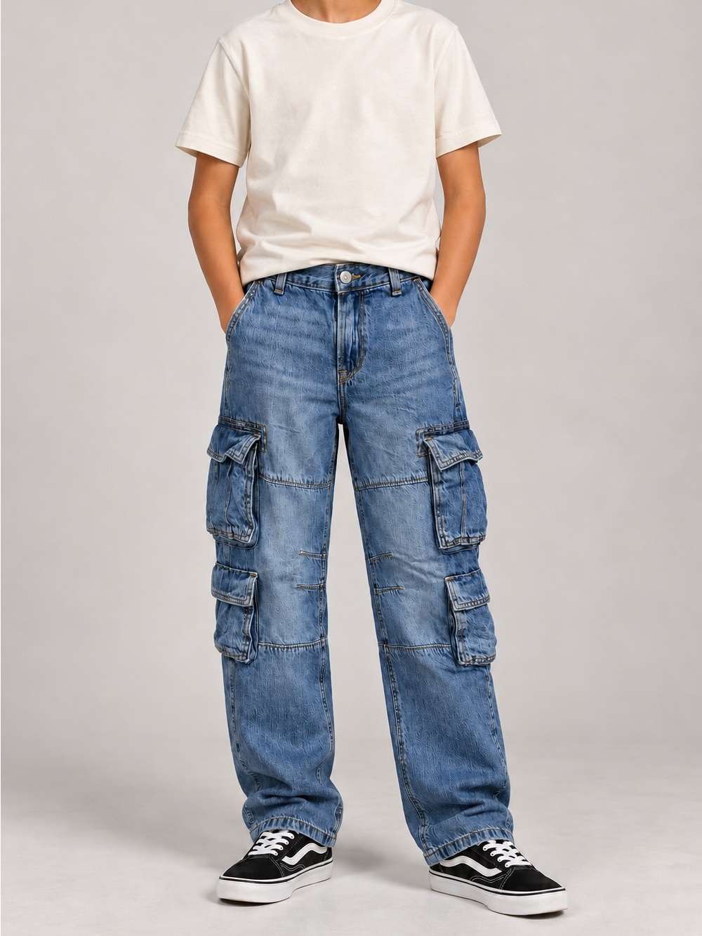 abercrombie kids Blue Cargo Patchwork Jeans